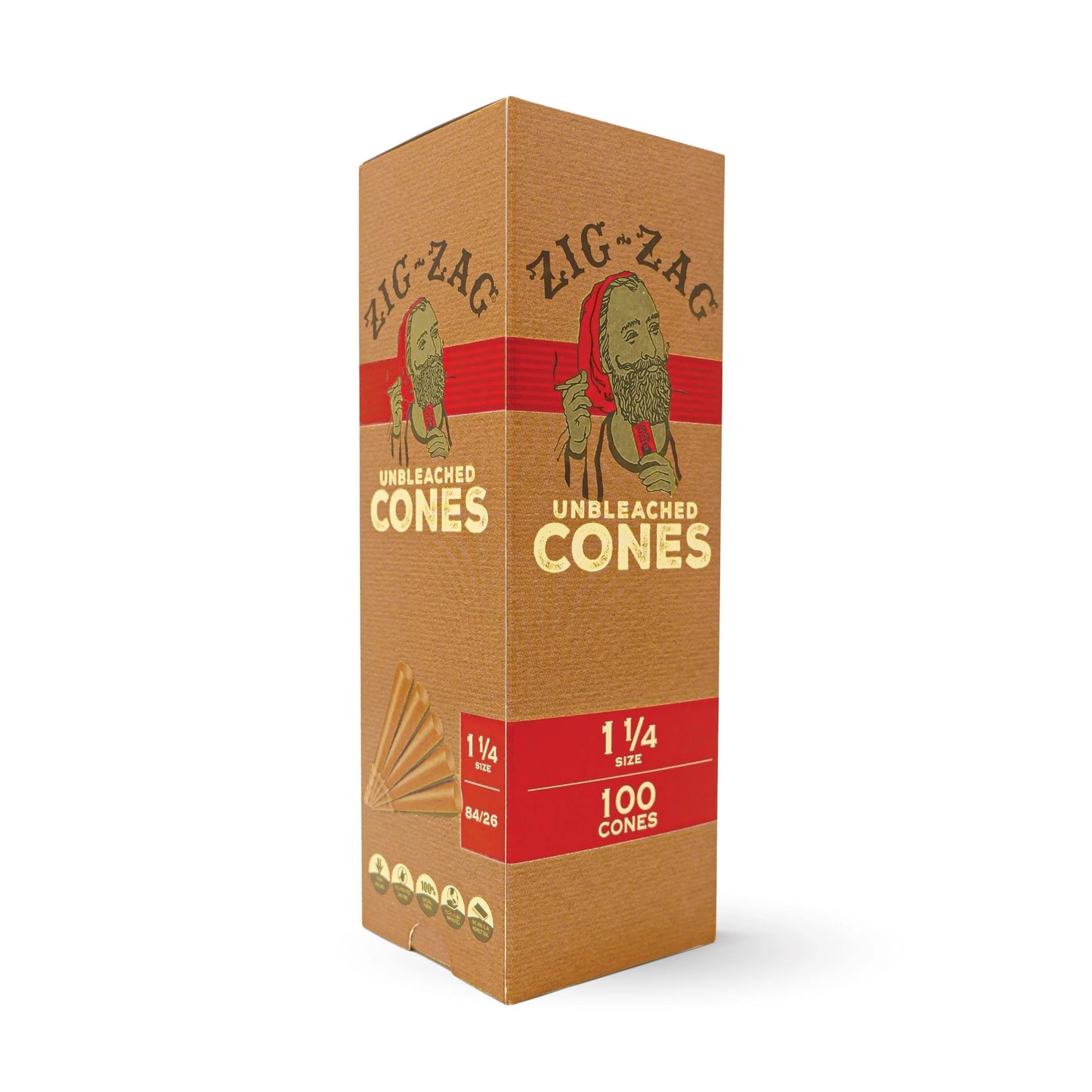 Zig-Zag 1 1/4 Mini Bulk Unbleached Cone - 100 Per Box - (1 Count)