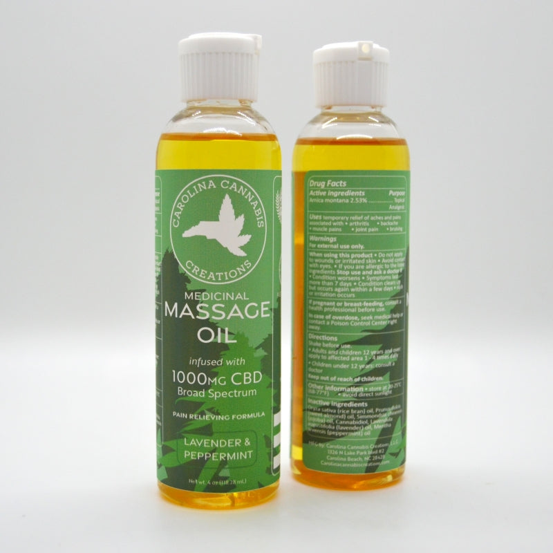 Medicinal Massage Oil 1000mg - Carolina Cannabis Creations